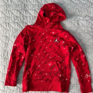 Kids S Jordan Red Hoodie with Iconic Logo